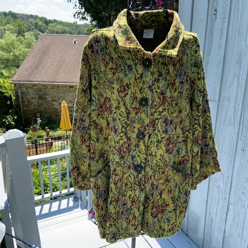 CMC Color Me Cotton 5 Button Jacquard  Floral Blazer (XL) Multi Color